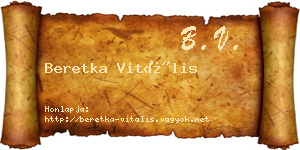 Beretka Vitális névjegykártya